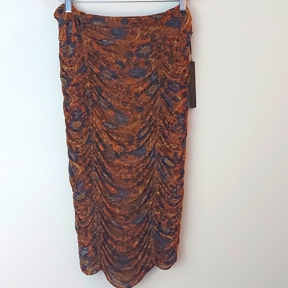 NWT House of Harlow 1960 Floral Rouched Midi Skirt Size Large - Picture 1 of 5